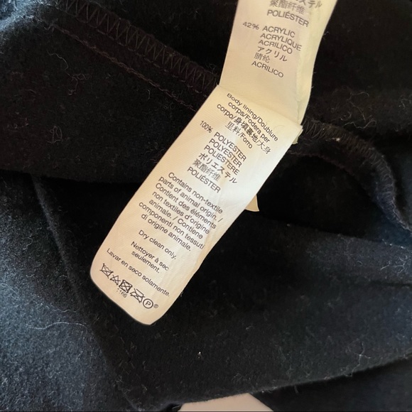 Gap Jacket Black Wool Blend Moto Winter Coat with Faux Vegan Shearling Trim Sz L - Picture 8 of 16